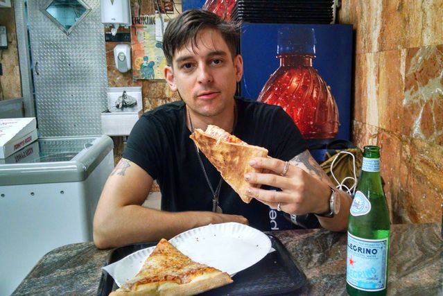 Colin Atrophy Hagendorf explained his pizza philosophy over a few slices at Tony's Pizza, one of his old haunts in Williamsburg. “The thing about pizza is, if I take a bite of a slice and my first reaction is, 'Oh, that's a really good sauce,' it's not a great slice of pizza because it's a perfectly egalitarian thing. Anarchist shit never works like this because there's always a weird alpha leader, at least in my experience, but there's always that dream of the collective where every member contributes and no one's contribution overshadows the others'. I feel like the right slice of pizza is like that.”